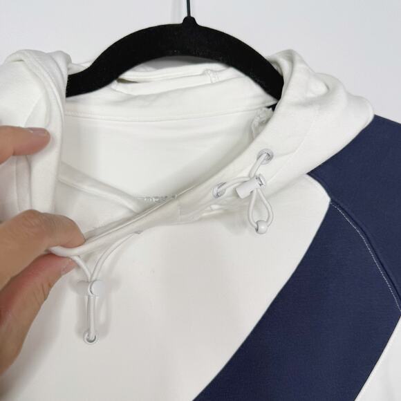 Tory Burch Sport XSmall XS White Navy Blue Reflective Stripe Hoodie Sweatshirt - Picture 8 of 12